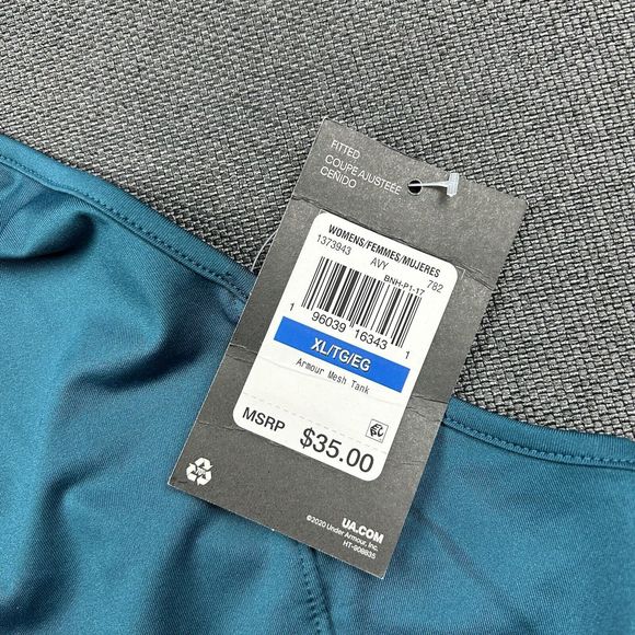 Under Armour Tank Top Women's XL Mesh Tank Blue NWT - Picture 3 of 5